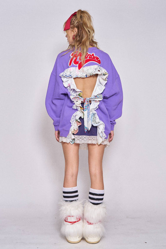 Backless Ruffle Sweatshirt - Nirvana