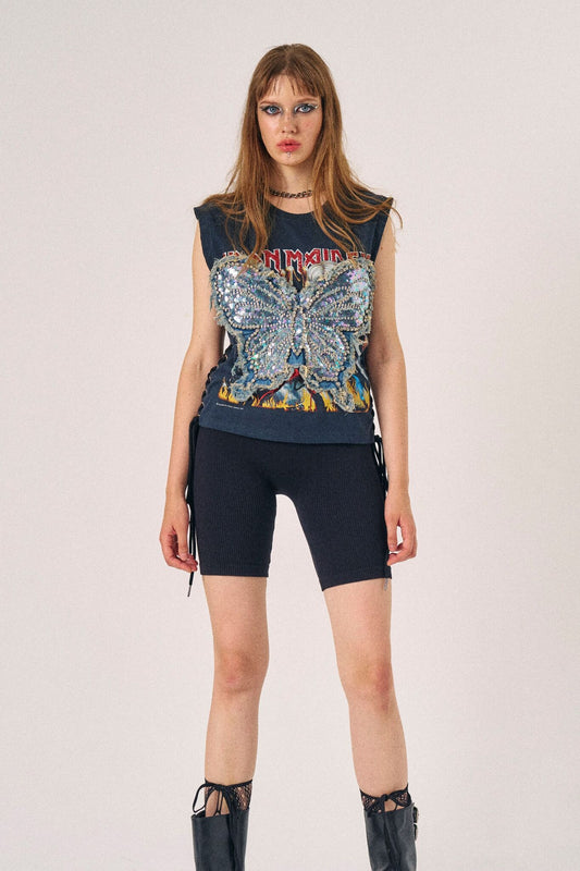 Butterfly Drawstring Tank - Iron Maiden